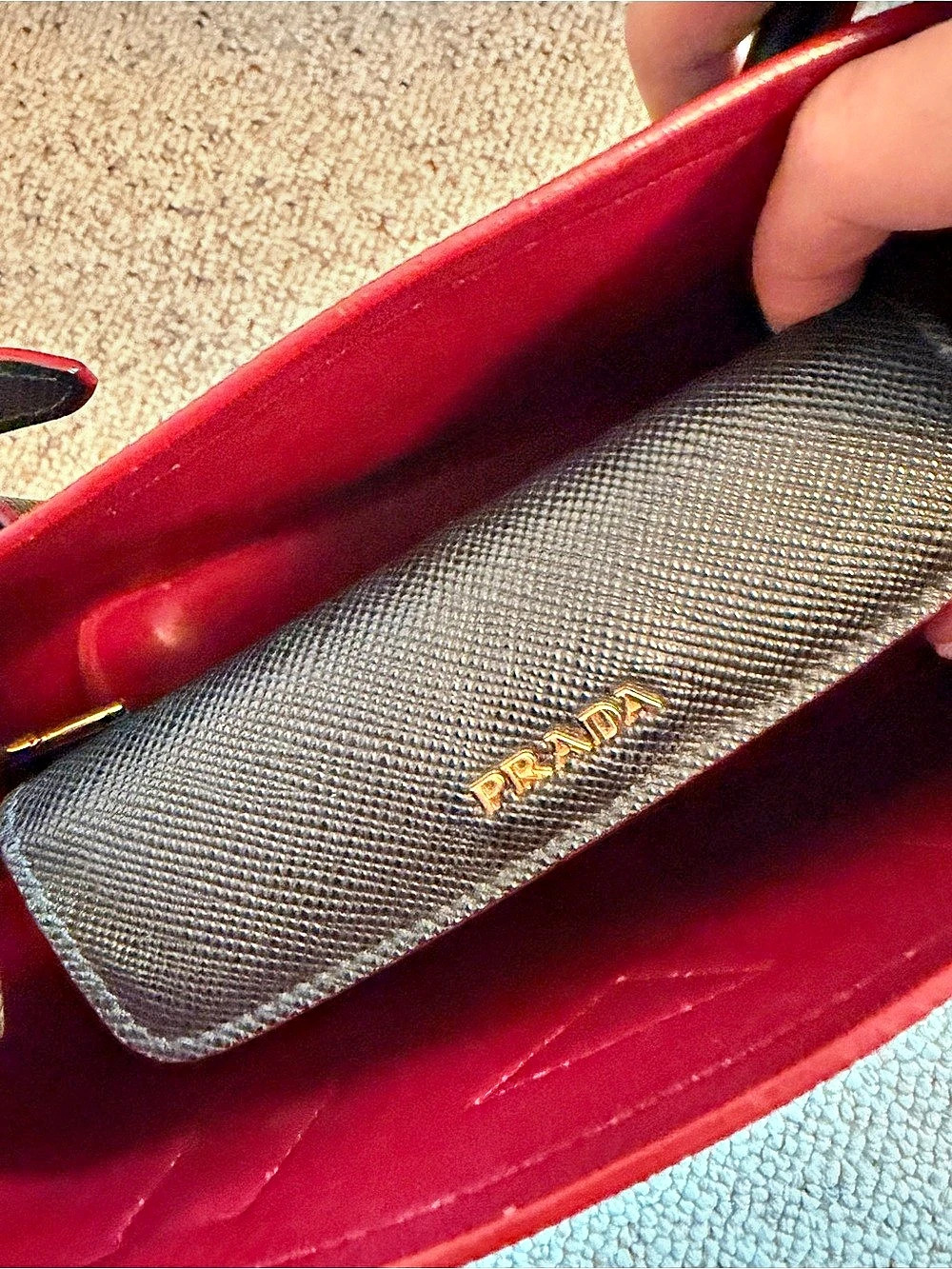 Prada Saffiano Double Bag Tote Black & Red - Picture 6 of 8